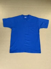 Vintage BVD T Shirt Single Stitch Blue MADE USA Workwear Men's LARGE Fast Ship!