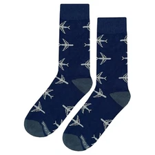 NWT Airplane Dress Socks Novelty Men 8-12 Blue Crazy Fun Sockfly