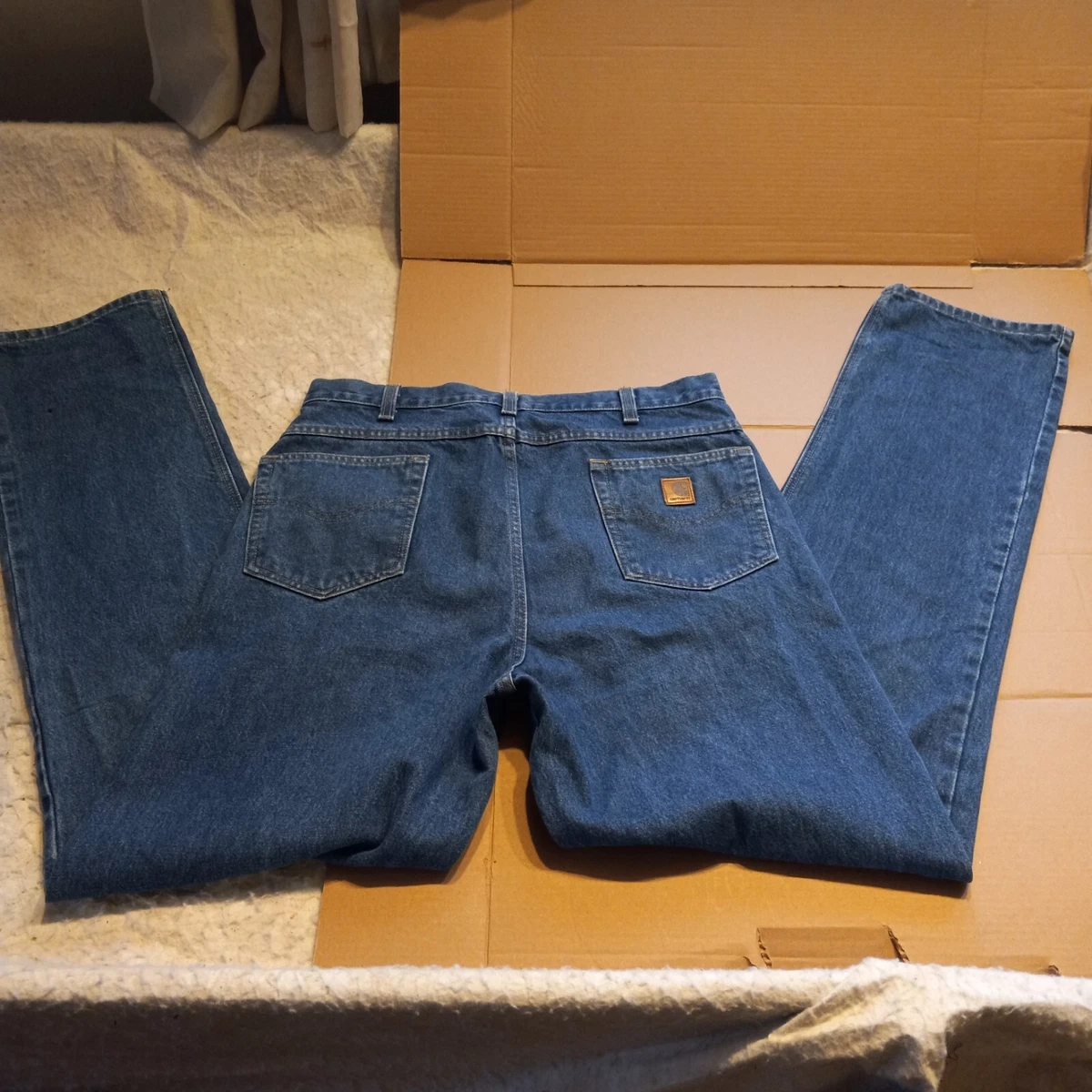 Carhartt Mens Actual 38x38.5 Relaxed Fit Blue Jeans 100 Cotton eBay