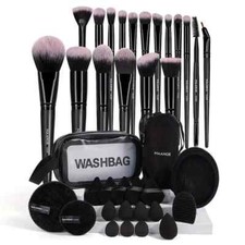 33pc Makeup Brush/Sponge/Case Set - Black NEW