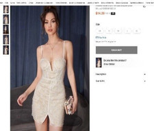 SHEIN Lace (L) Bodycon Cream Dress Notch Neck Stretchy Corset Dress- Size L