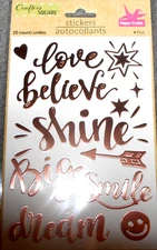 Love Believe Shine Big Smile Dream Emoji Crafter's Square Metal Word Stickers