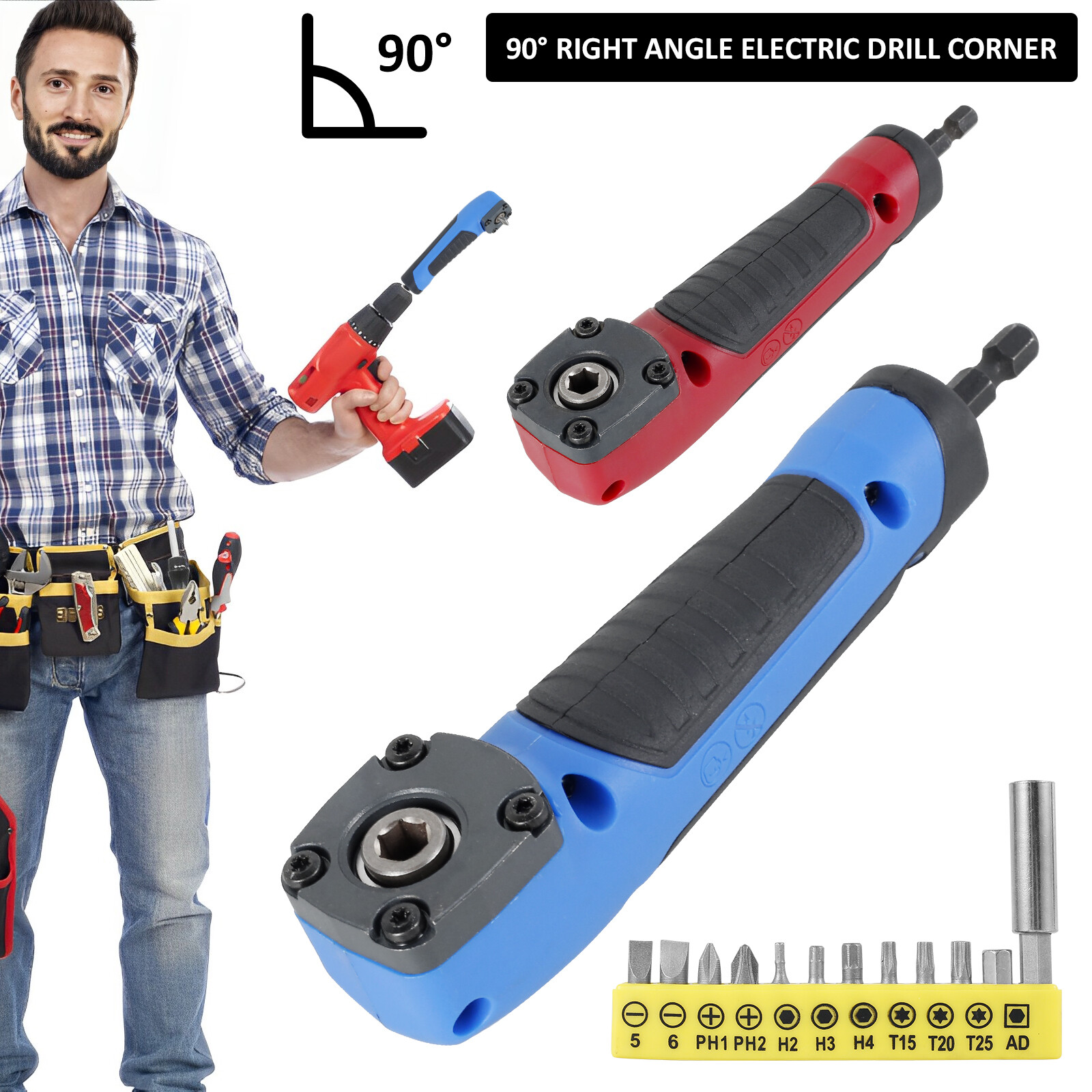 Right Angle Attachment 90° Right Angle Drill Adapter for 18V Impact
