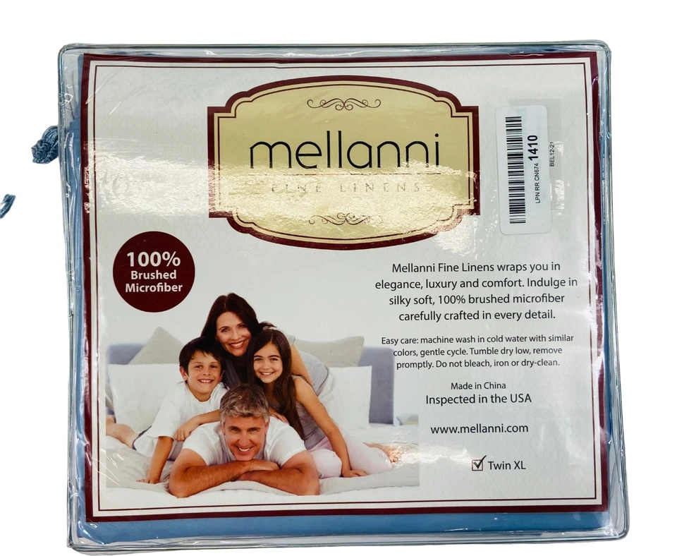 Mellanni 1800 Brushed Microfiber Twin XL Bed Sheet Set, 3 Piece - Blue Hydrangea - Image 2 of 4