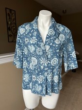 ZARA Shirt Dress xs Hawaiian blue White Floral Button Lightweight Short Sleeve 