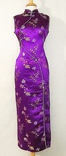Classic Traditional Asian Chinese Cheongsam Qipao Dress with Plum Flower print