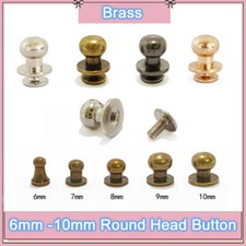 Round Head Button Stud Brass Screw Leather Rivet for Bag Belt Repairs DIY 6-10mm
