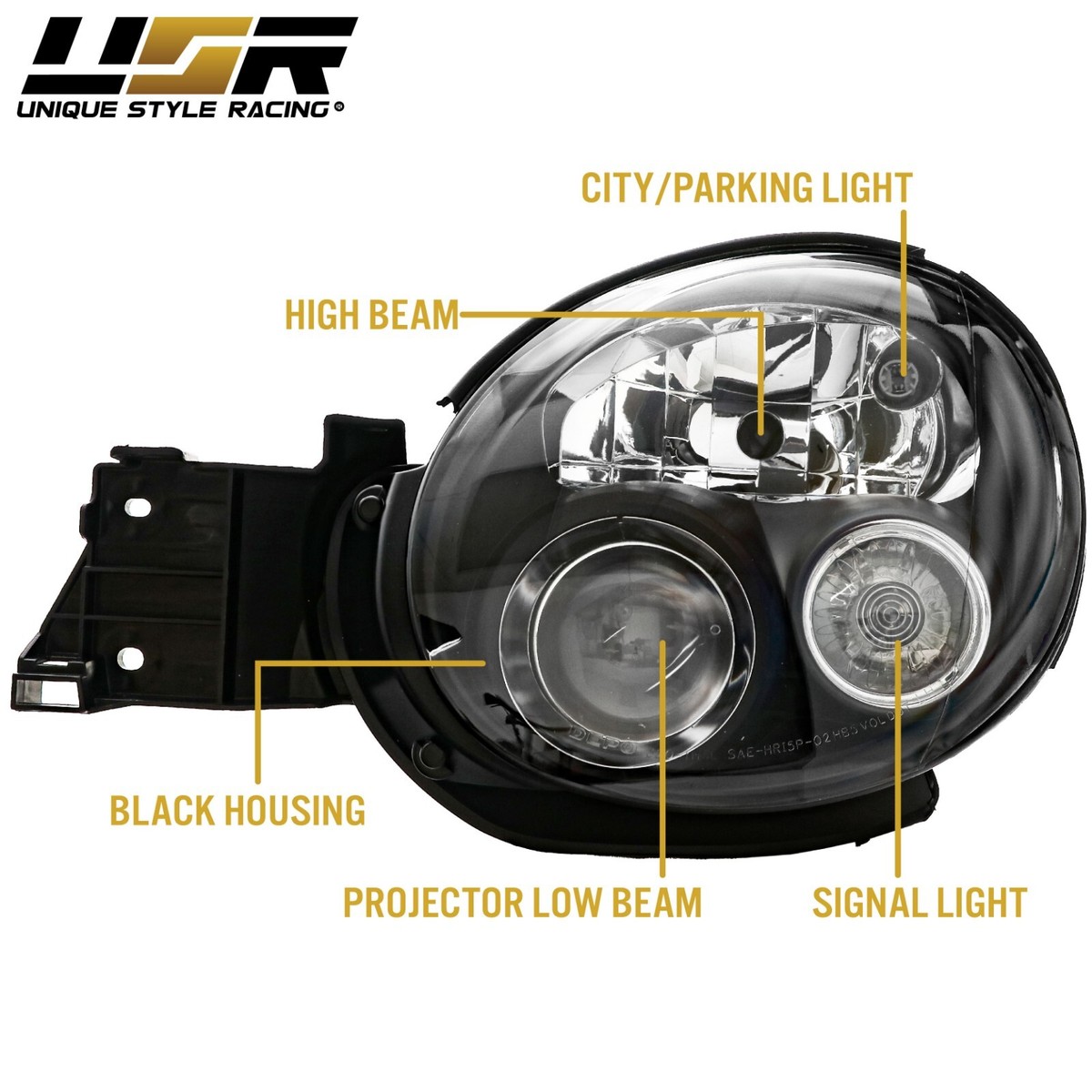 Smoked Halo Projector Headlights For 2002-2003 Subaru Impreza WRX (Bug Eye) - Pair