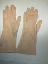 Vintage Peach Blush Nylon Womens Gloves Size 7 Van Raalte Made in USA