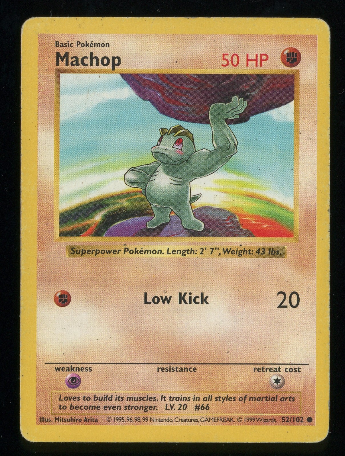 MACHOP (Shadowless) 1999 Pokemon Base Set 52/102 - MP/VG