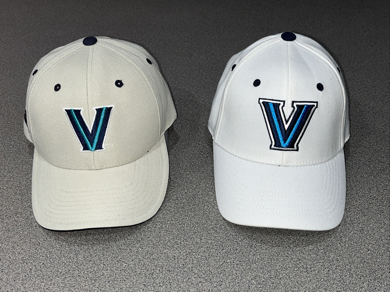 Villanova Wildcats Hats-White Flex/Beige Adjustable - Lot Of 2