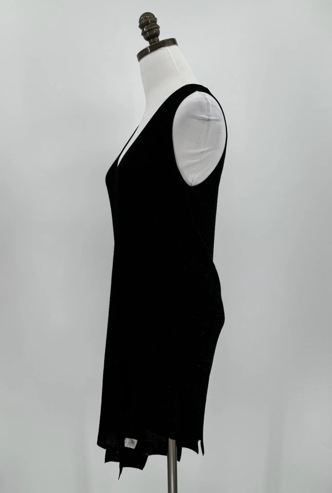 Krizia Magila Black Shine Stretch Asymmetrical Hem Tunic Dress - Image 4 of 4