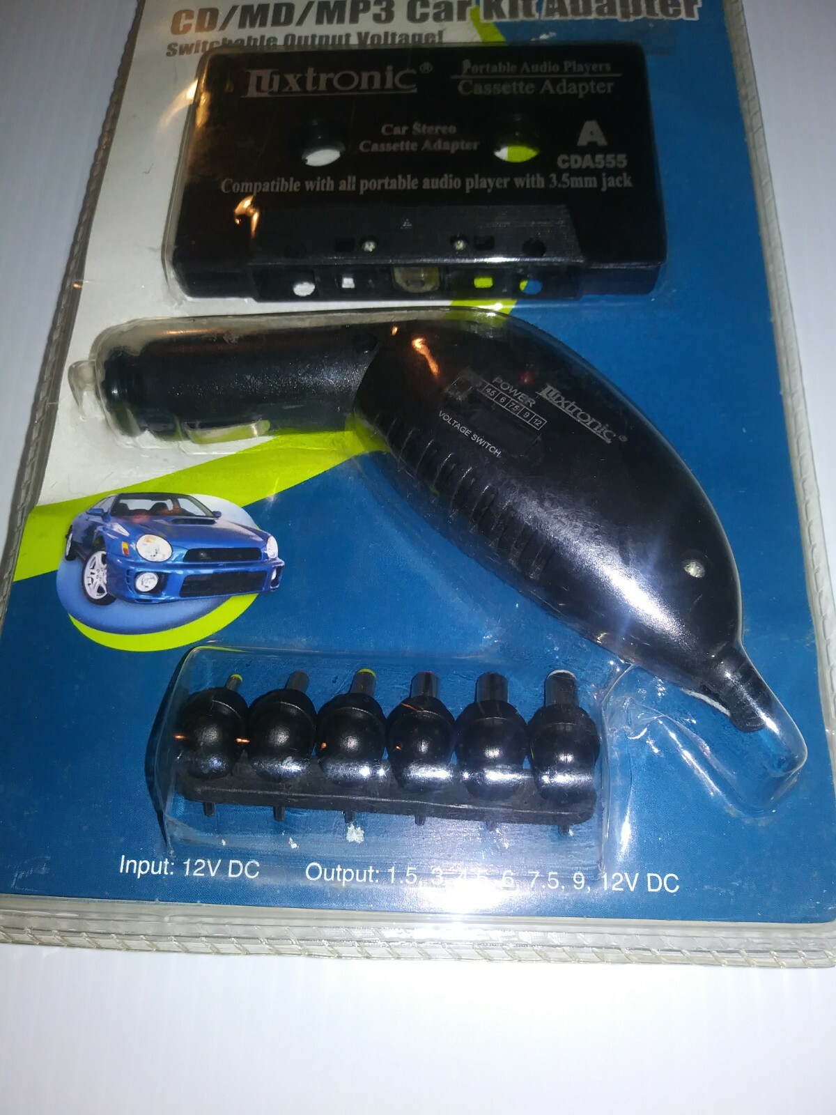 Luxtronic CD MD MP3 Car Kit Adapter Input 12v DC Output 1.5 3 4.5 6 7.5 9 12v Dc