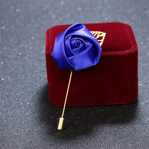 Mens Rose Brooch Flower Brooch Boutonniere Suit Lapel Wedding Pin Tassel Chain - Picture 18 of 95