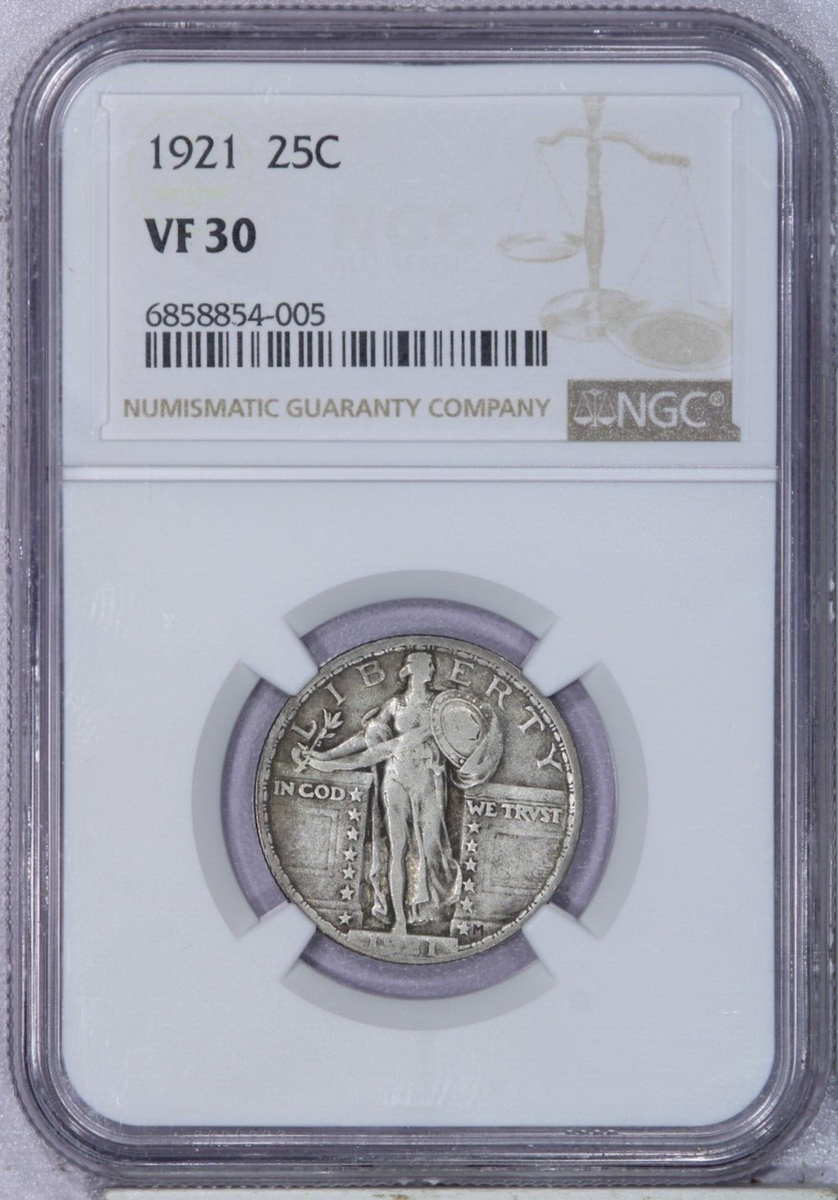 1921 Standing Liberty Quarter 25c NGC VF30 - Super Original! | eBay