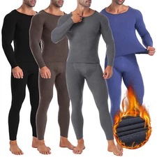 Long Johns & Bottom 2PC Shirt Thermal Underwear Mens Top Winter Shirt Top XL-4XL