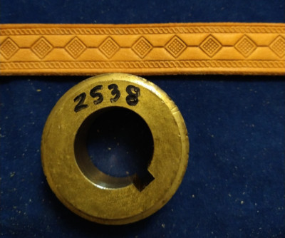 Leather Embossing Machine Roller Sm. Diamond Pattern Rope Edge #2538 Solid Brass