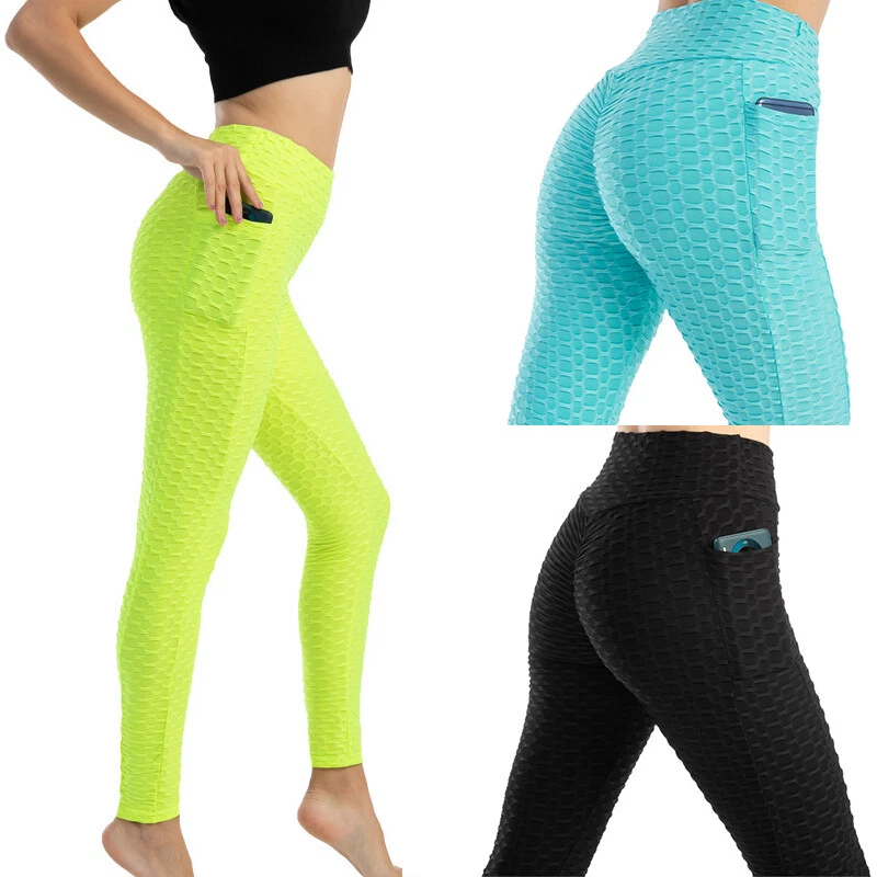 ON SALE!! Sports Push Up Bubble w/Pockets Leggings Running Yoga Gym Pants