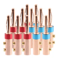 12PCS 4N Red Copper Banana Plugs Audio Jack Connector Dual Screw Lock Connector