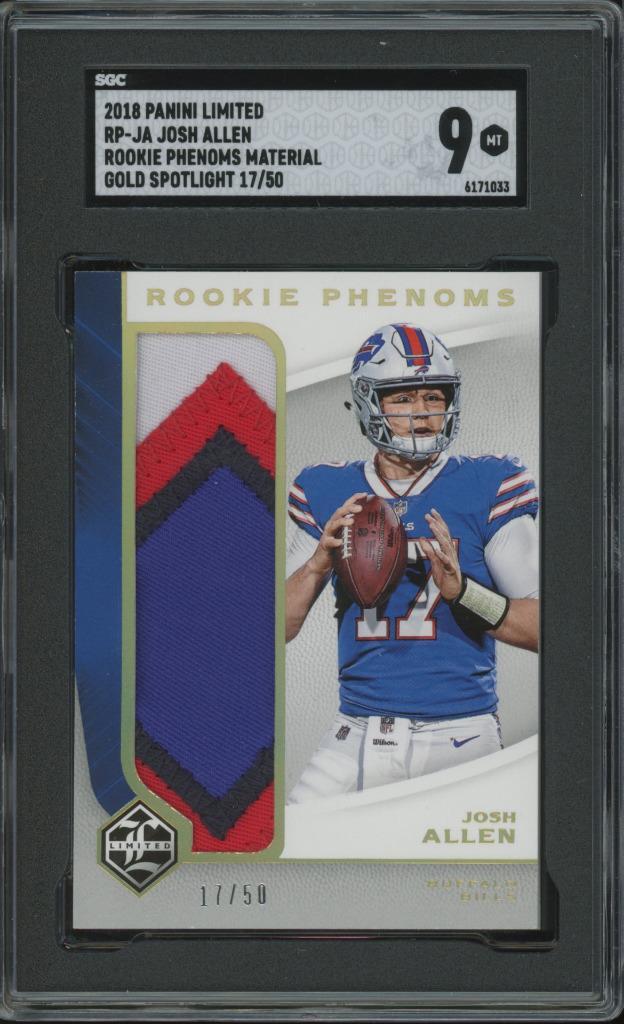 Josh Allen Panini Limited Rookie Phenoms Jumbo Relics #RPJA Gold Spotlight