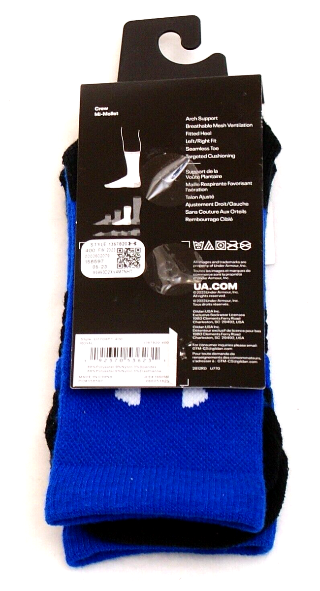 トミー Under Armour Blue UA Team Cushioned Crew Socks Men's 7-8.5 NWT | eBay
