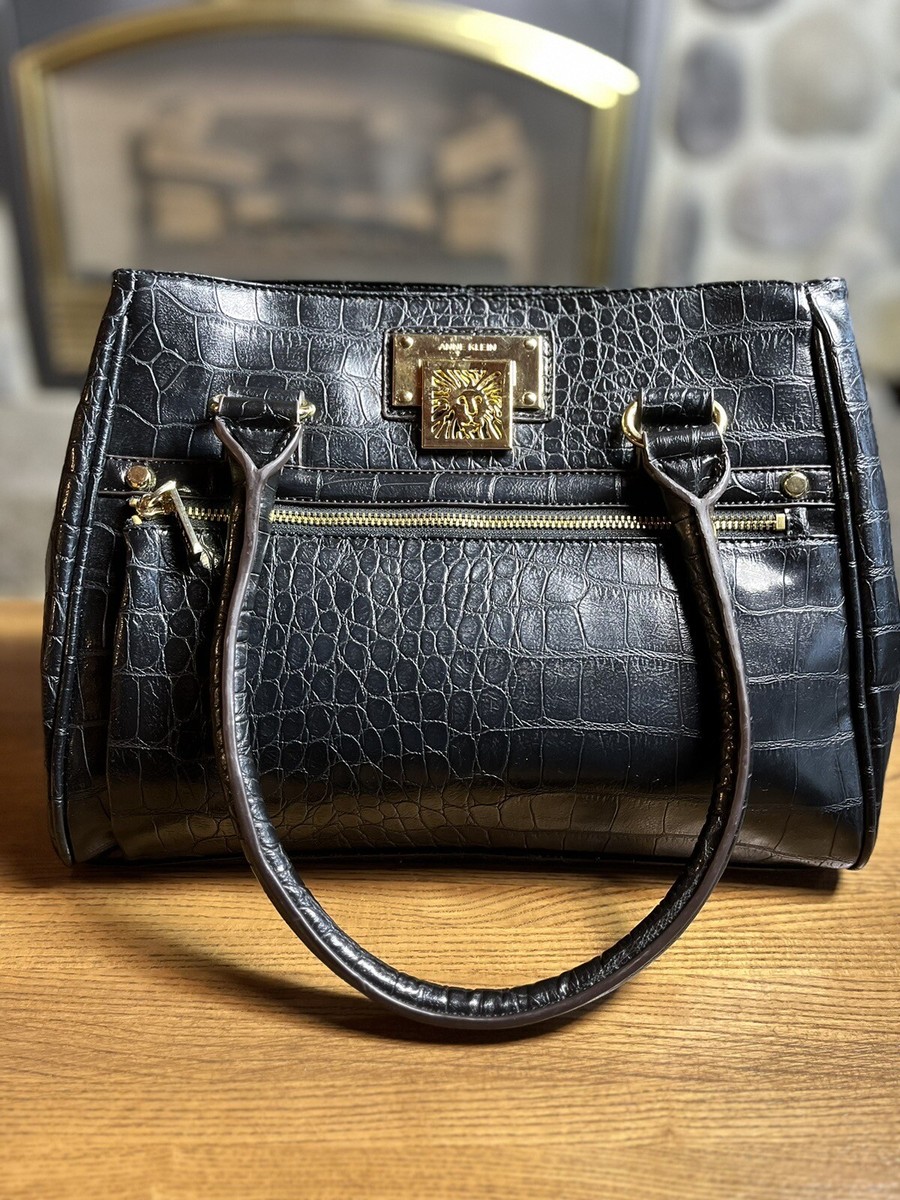 Anne Klein Womens Handbag Big Lion Logo Embossed Black  display picture 3