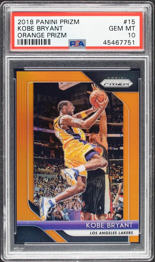 2018 Panini Prizm Orange Prizm Kobe Bryant Lakers #15 PSA 10 15/49 GEM MINT
