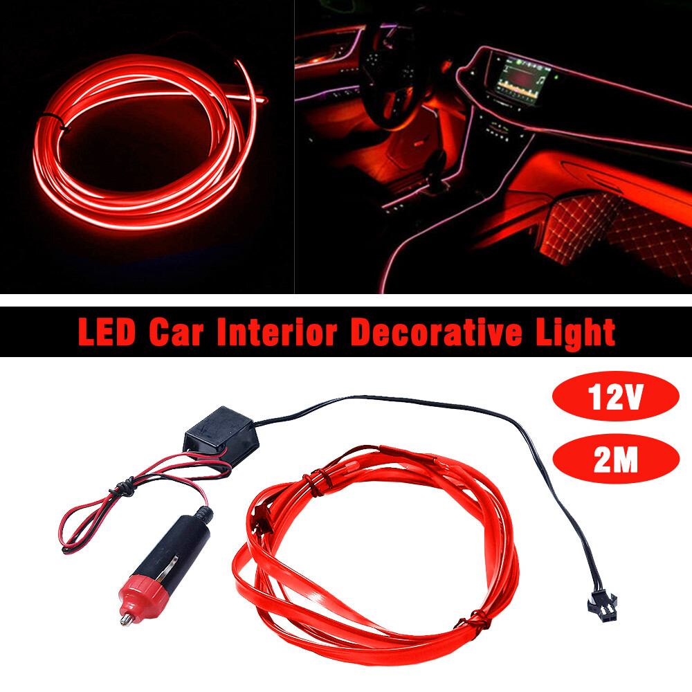 6.56ft Interior Car Auto Atmosphere Wire Strip LED Light Decor Lamp Accessories