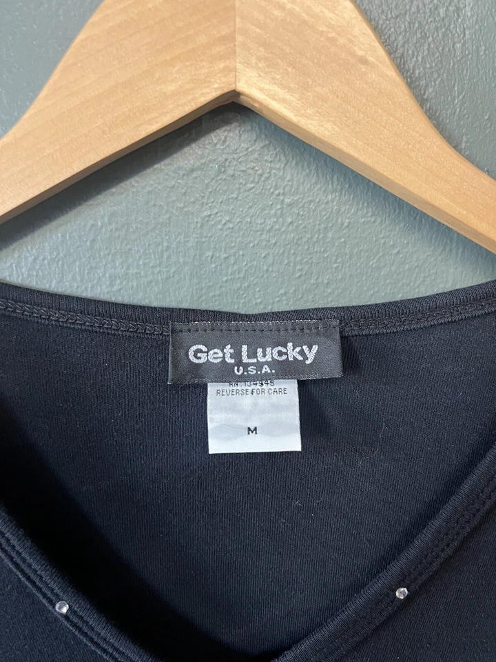 Женская футболка Get Lucky USA Wine Aerobics черная средний размер - Изображение 2 из 3