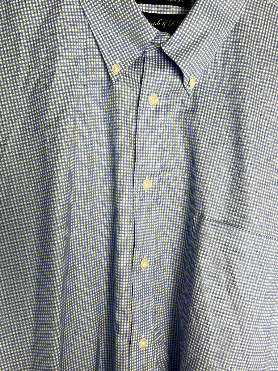 joseph feiss dress shirts non iron Non Iron Joseph & Feiss Men's Blue Long Sleeve Dress Shirt Size 14.5 -  32/33
