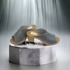 Le Dessein Studio Handmade Leather Swedish Clogs Shoes Gray Women's 8 US 39 EU