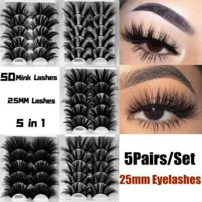 5Pairs 3D Natural False Mink Eyelashes Long Thick Mixed Fake Eye Lashes Makeup