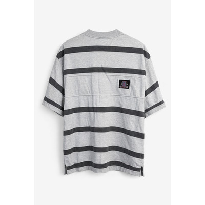 Nuovo Industrial Vintage 90's Striped Rugby Shirt Grey Oversized Crewneck