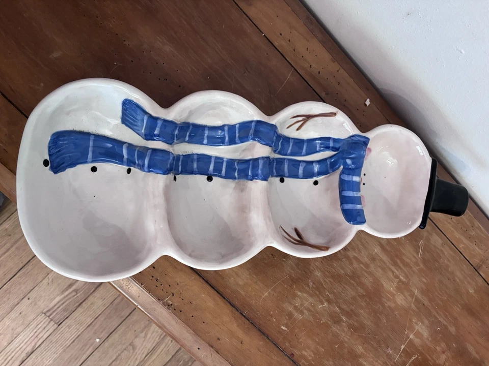 Plato de galletas/vegetales de Navidad muñeco de nieve vacaciones internacionales certificado azul Foto 4 de 4