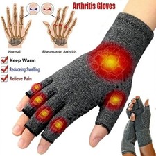 Compression Arthritis Gloves Wrist Support Half Finger Joint Pain Relief Unisex