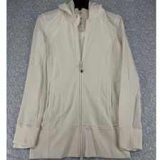 Lululemon Athletica White Stride Jacket Full Zip Hooded Yoga Activewear Size 10
