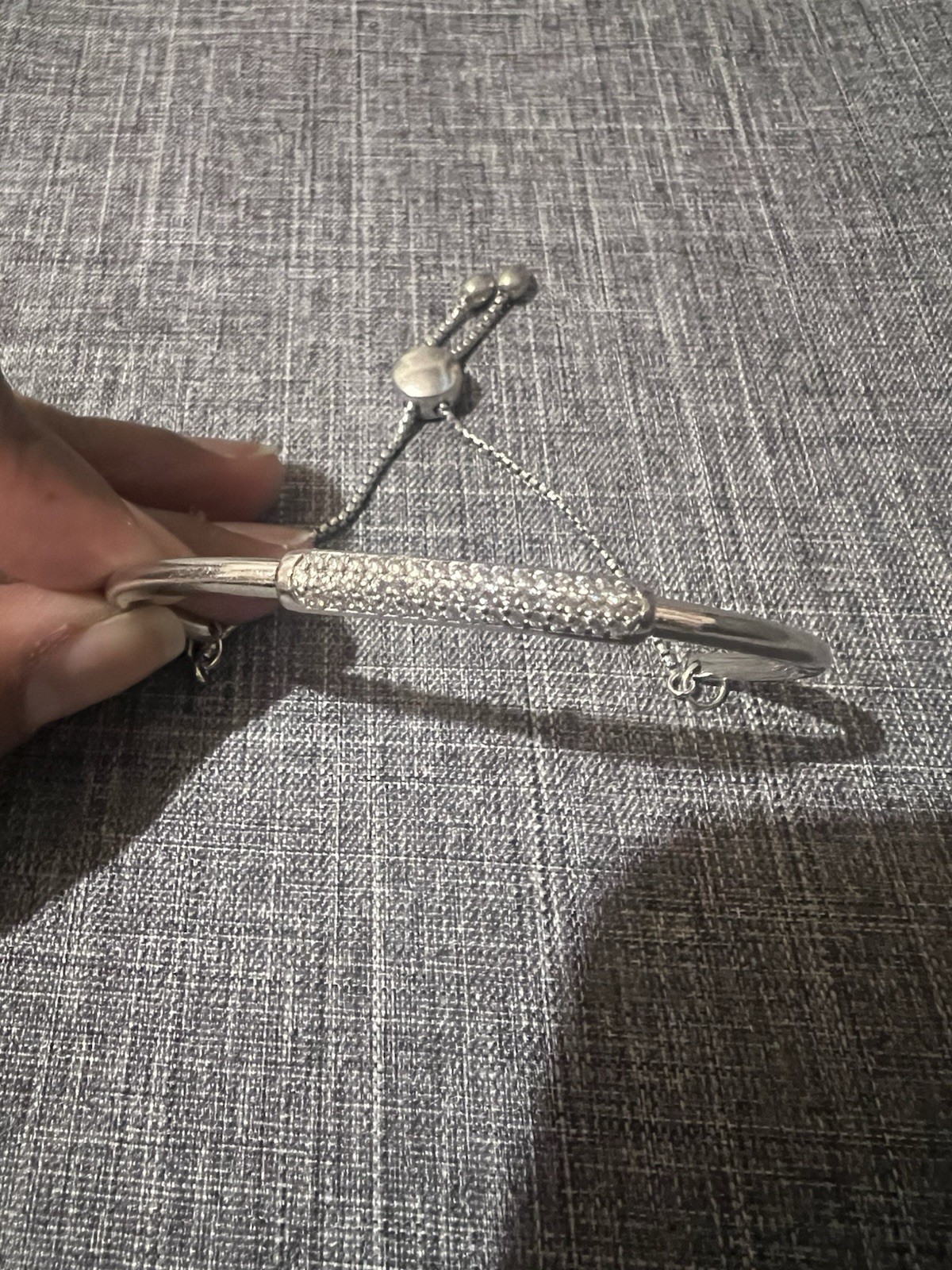 Herbert Silver Adjustable Metal Bangle Bracelet w… - image 2