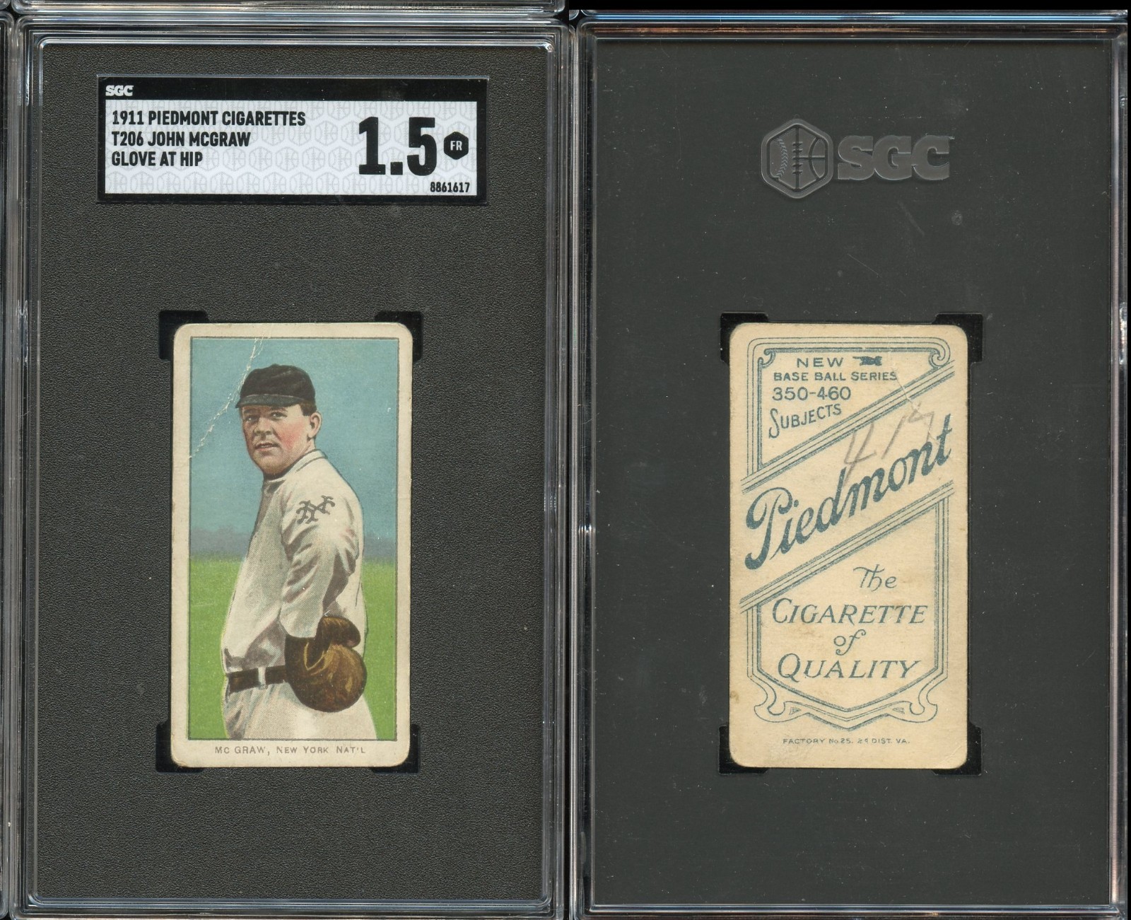 T206 John McGraw glove at hip ~ SGC 1.5 ~ Piedmont 460 back