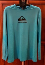 EUC Quicksilver T-Shirt Men's XXL Performance Active Long Sleeve Turquoise Blue