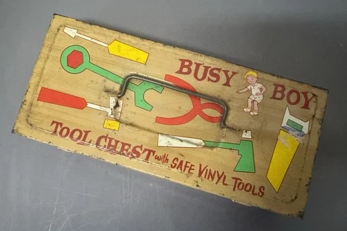 Vintage Busy Boy Tool Chest Ohio Art Toy Metal Box Tin ONLY