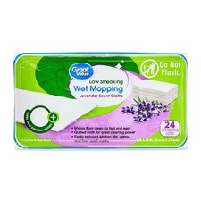 Low Streaking Wet Mopping Cloths, Lavender Scent, 24 Pack