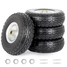 10-Inch 4.10/3.50-4"Flat-free Solid Tire and Wheel with 5/8"Axle Bore Hole