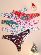 Women's 1pc Christmas Polyester Thongs Underwear