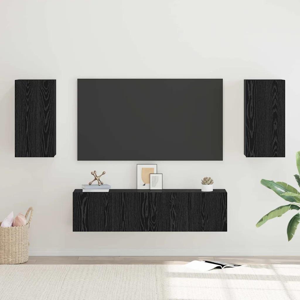 TV Cabinet Set 4 pcs Black oak Medium 30.5 x 30 x 60 cm vidaXL