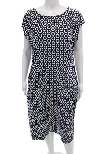 Boden Womens Cotton Spotted Round Neck Short Sleeve Maxi Dress Navy Size 12L
