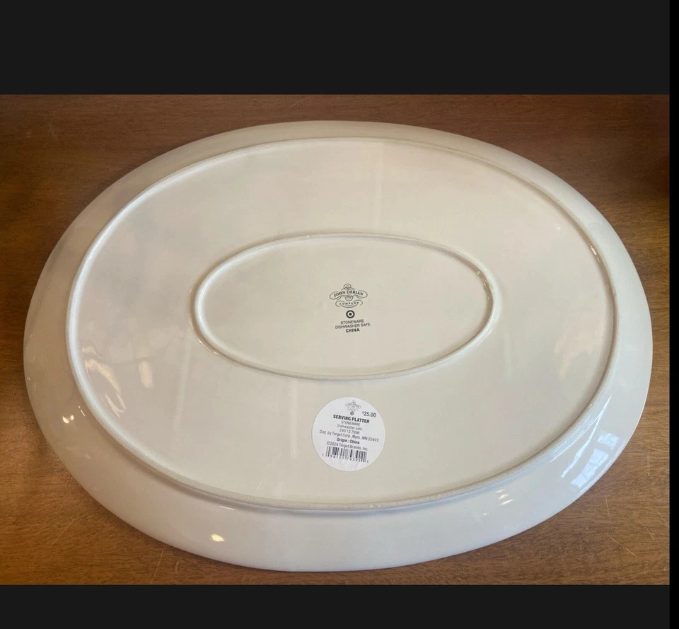 Plato de servir de gres ovalado John Derian para Target Turkey 18,5"x14,5" NUEVO Foto 2 de 3