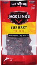 Jack Link's Beef Jerky, Teriyaki, Half Pounder Large Jerky Bag