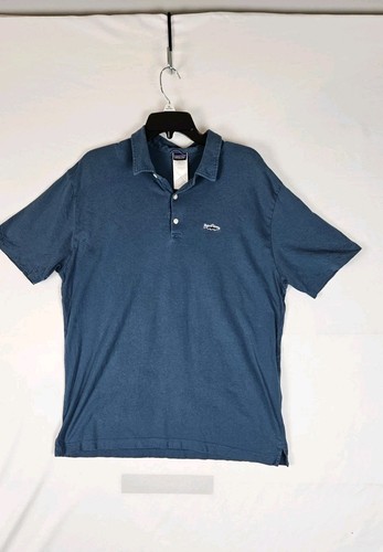 Patagonia Poloshirt Herren Größe L Bio Baumwolle Fitz Roy Trout Logo blau