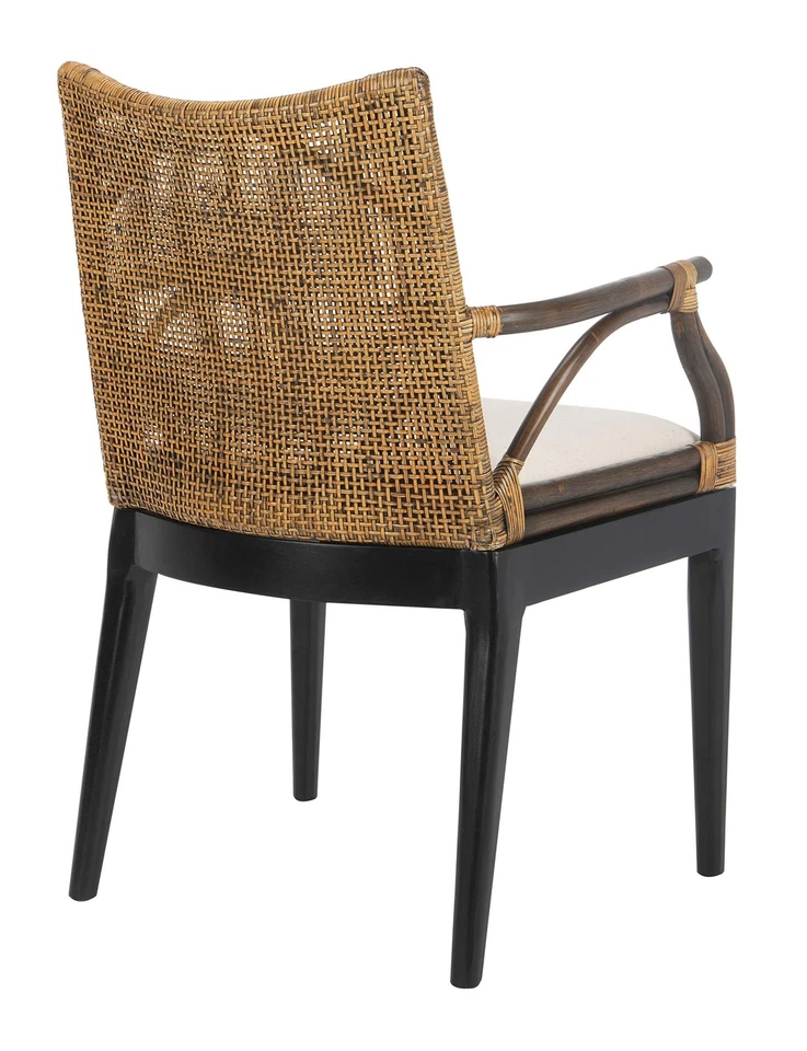 Home Gianni Rattan Tropical Woven Arm Chair, Brown/Black - Image 3 of 4
