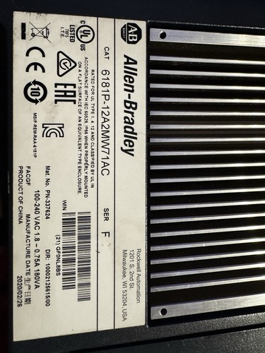 Allen Bradley 6181P-12A2MW71AC /F 12.1" Integrated Touch Screen Display Computer